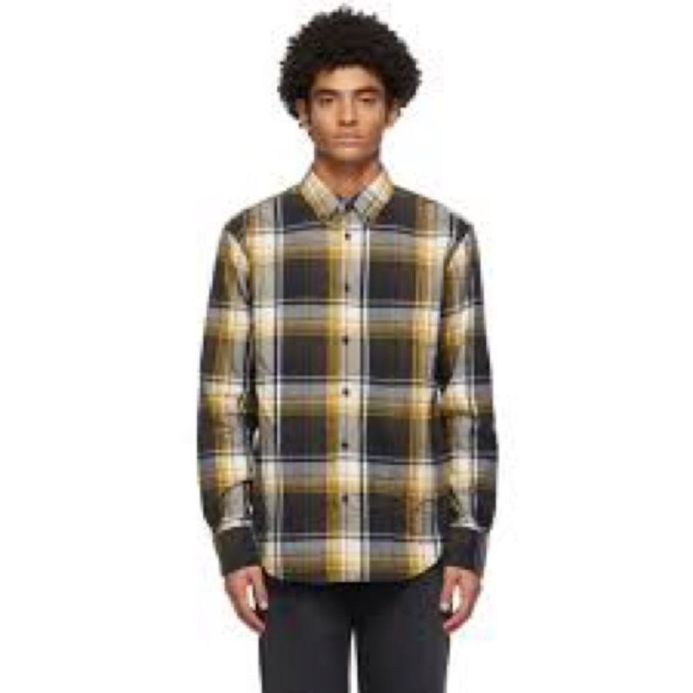 Men's rag and bone Tonkin Shirt Fit 2 - Black and Yellow